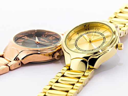 Ellen Tracy Ladies Rose Tone And Gold Tone Watch Set Of 2