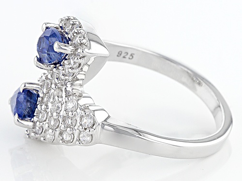 .92ctw Pear Shape Nepalese Kyanite And .86ctw Round White Zircon Sterling Silver Ring - Size 8