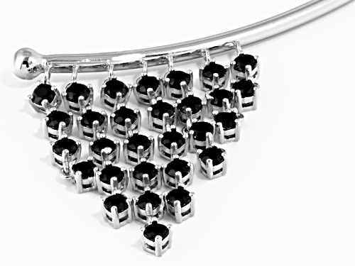 5.52ctw Round Black Spinel Sterling Silver Choker Necklace - Size 16