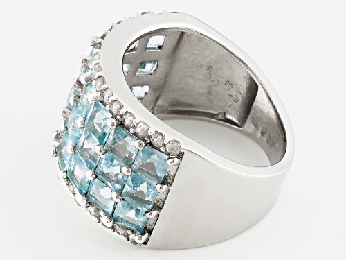 3.55ctw Glacier Topaz™ And .76ctw Round White Zircon Sterling Silver Ring - Size 5