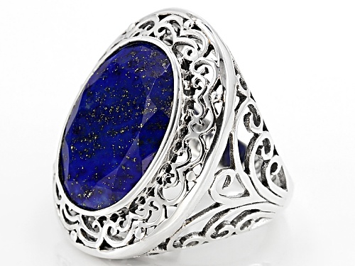 20x15mm Oval Lapis Lazuli Sterling Silver Cocktail Ring - Size 7