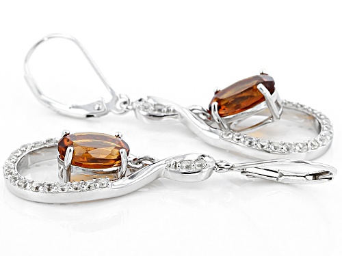 2.76ctw Oval Madeira Citrine And .89ctw Round White Zircon Sterling Silver Dangle Earrings