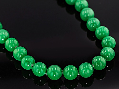 Pacific Style™ 10mm Round Green Jadeite Sterling Silver 20 Inch Necklace - Size 20
