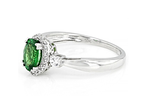 Green Tsavorite Rhodium Over 10k White Gold Ring 1.02ctw - Size 9