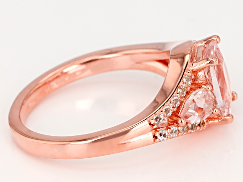 1.54ctw Cushion & Pear Shape Morganite With .17ctw White Zircon 18k Rose Gold Over Silver Ring - Size 5