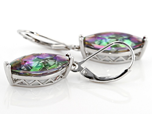 6.46ctw Marquise Multi-Color Quartz Rhodium Over Sterling Silver Dangle Earrings
