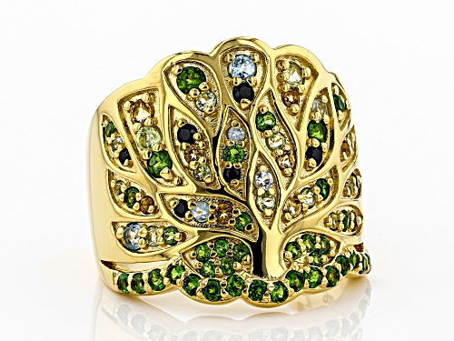 .47ctw chrome diopside, .48ctw Multi-Stone 18k Yellow Gold Over Sterling Silver Ring - Size 7