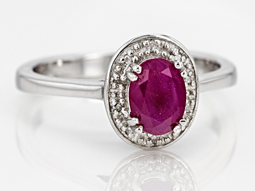 .80ct Burmese Ruby With .02ctw White Diamond Accent Rhodium Over Sterling Silver Ring - Size 9
