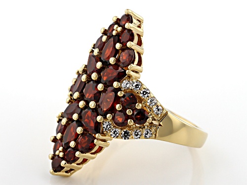 3.63ctw pear shape, oval & round Vermelho Garnet™ with .34ctw white zircon 18k gold over silver ring - Size 8