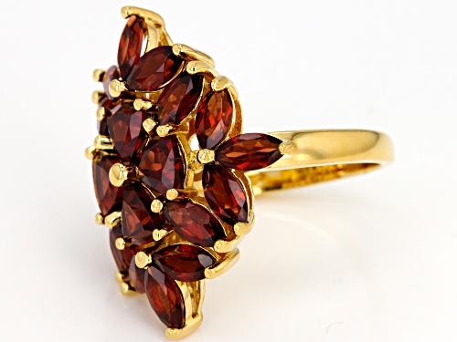 6.25CTW TRILLION AND MARQUISE VERMELHO GARNET(TM) 18K YELLOW GOLD OVER SILVER RING - Size 6