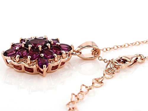 2.65CTW OVAL RASPBERRY COLOR RHODOLITE 18K ROSE GOLD OVER STERLING SILVER PENDANT WITH CHAIN