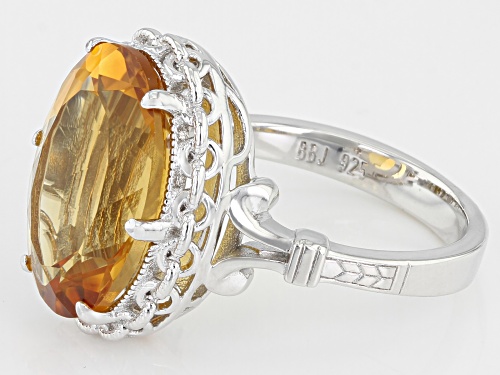 6.74ct Oval Citrine Rhodium Over Sterling Silver Solitaire Ring - Size 7