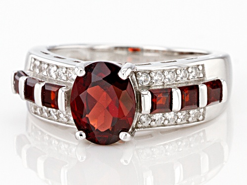 2.21ctw mixed shape Red Vermelho Garnet™ with 0.15ctw white zircon rhodium over sterling ring - Size 9