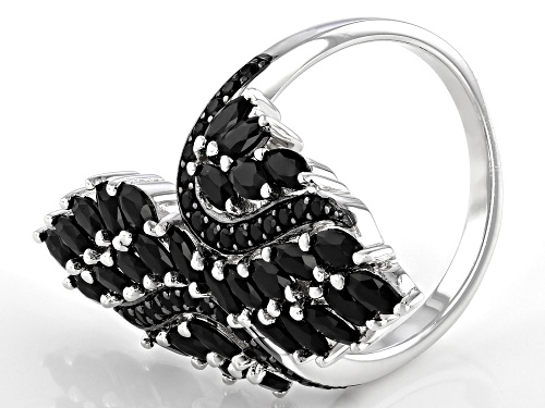 2.07ctw Marquise and .33ctw round black spinel rhodium over sterling silver ring - Size 7