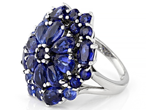 7.55ctw mixed shape Nepalese Blue Kyanite Rhodium Over Sterling Silver Ring - Size 10
