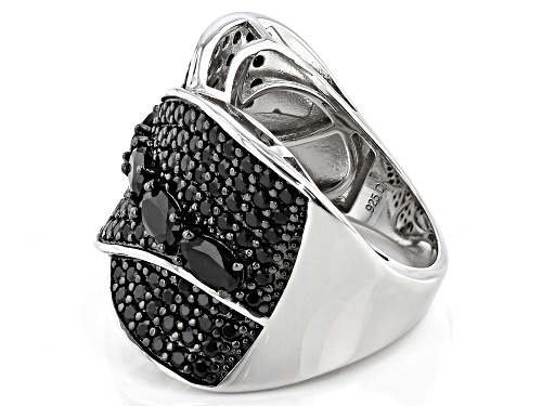 .94ctw Oval and 2.10ctw Round Black Spinel Rhodium Over Silver Band Ring - Size 7