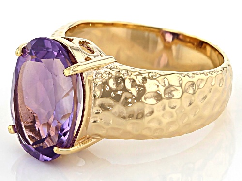 4.68ct Oval Brazilian Amethyst 18k Yellow Gold Over Sterling Silver Solitaire Ring - Size 8