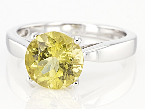 2.44ct Round Yellow Apatite Rhodium Over Silver Solitaire Ring - Size 9