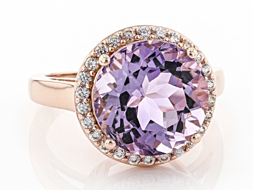5.27ct Lavender Amethyst With 0.64ctw White Zircon 18K Rose Gold Over Silver Ring - Size 8