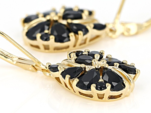 4.41ctw Mixed Shapes Black Spinel 18K Yellow Gold Over Sterling Silver Dangle Earrings