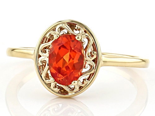.94ct Oval Lab Created Sunset Sapphire 18k Yellow Gold Over Sterling Silver Solitaire Ring - Size 8