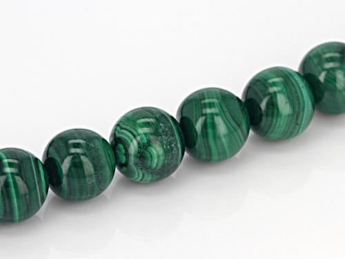 4-9mm Round Malachite Sterling Silver Graduated Bead Necklace