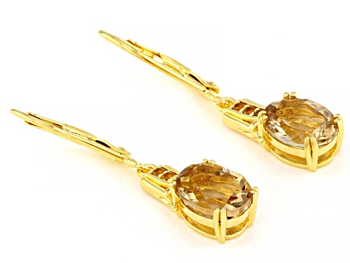 2.89ctw Champagne Quartz and 0.15ctw Golden Citrine 18K Yellow Gold Over Sterling Silver Earrings