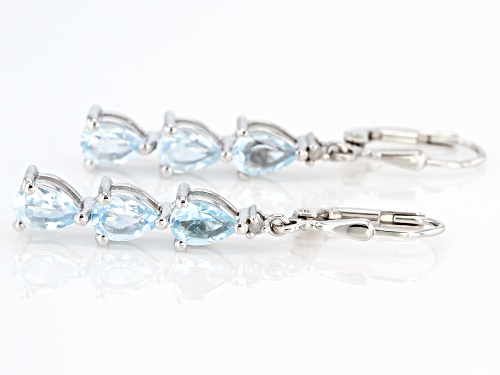 2.60ctw Pear Shape Glacier Topaz(TM) With .02ctw White Diamond Accent Rhodium Over Silver Earrings