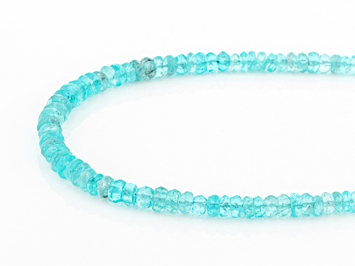 3.5mm-5mm Graduated Round Sky Blue Apatite  Bead Sterling Silver Necklace - Size 18