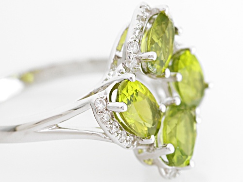 1.80ctw Oval Manchurian Peridot™ With .17ctw Round White Zircon Sterling Silver Ring - Size 8