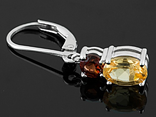 1.53ctw Oval Imperial Hessonite™ With .69ctw  Vermelho Garnet™ Silver Dangle Earrings