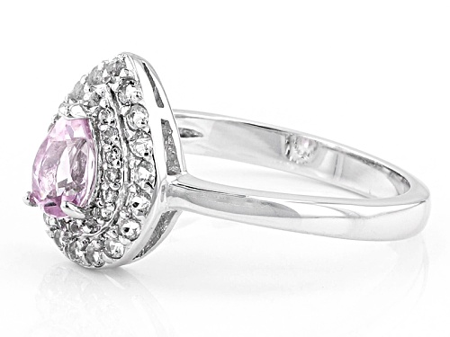 .38ct Pear Shape Precious Pink Topaz With .34ctw Round White Topaz Sterling Silver Ring - Size 9
