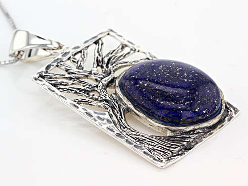 21x18mm Fancy Cabochon Lapis Lazuli Sterling Silver Enhancer With Chain