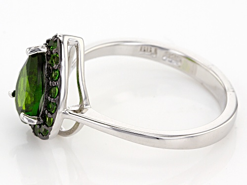 1.60ctw Pear Shape And Round Russian Chrome Diopside Sterling Silver Ring - Size 12
