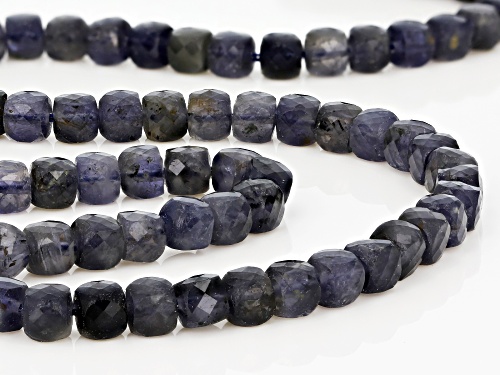 Iolite Appx 4mm Faceted Cube Bead Strand Appx 15-16
