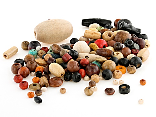 Multi-Color Wooden Beads in Assorted Shapes, Sizes & Colors appx 400g