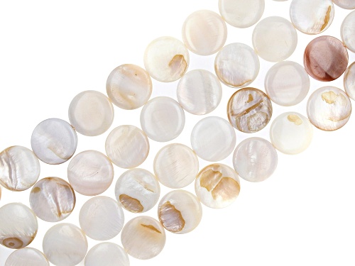 Mother of Pearl appx 15-20mm Round Bead Strand Set of 14 appx 14-15
