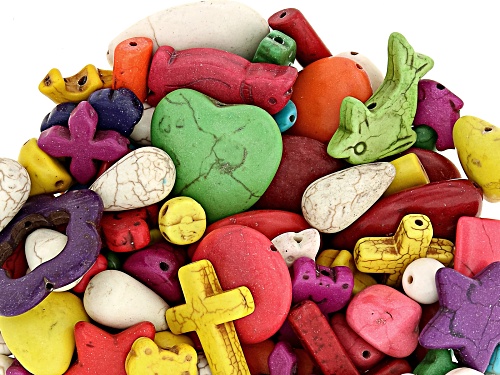 Turquoise and Magnesite Simulant Multi-Color 1lb Mix Bag of Assorted Shape & Color Beads