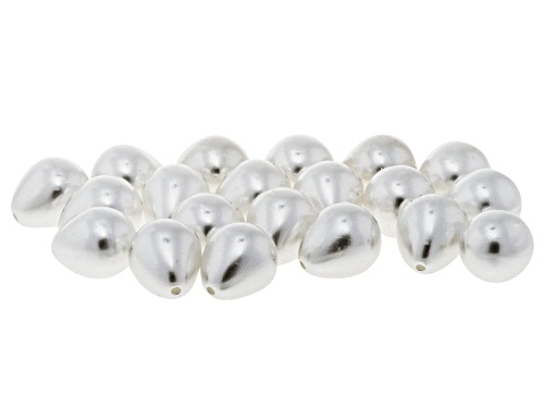 Resin Pearl Simulant Half Drilled Teardrop Shape Loose Beads in 4 Sizes 200 Pieces Total