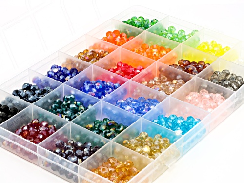 Multicolor 6mm Faceted Glass AB Bead Set with 24 Colors and 1200 Beads Total