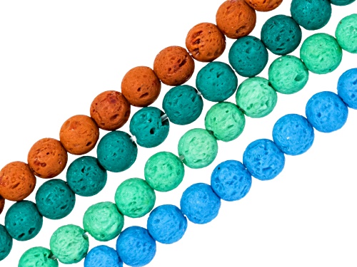 Multicolor Lava Rock 6mm Round Bead Strands Approximately 15