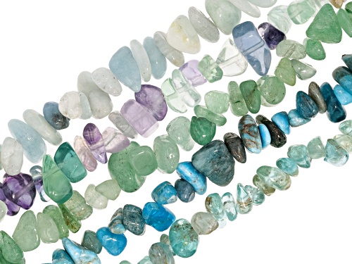 Multi-Stone Chip Endless Bead Strand Set of 15