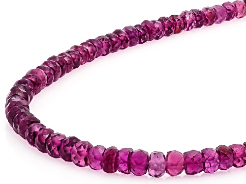 Grape Garnet 3-4.5mm Faceted Round Bead Strand with Sterling Silver Clasp