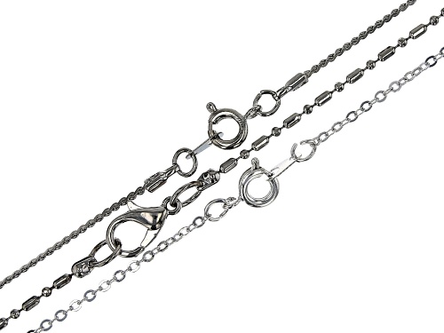 Chain Set of 12 in Assorted Links with Clasps in Silver Tone Appx 18