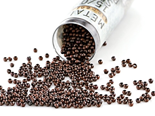 15/0 Metal Seed Beads in Antiqued Copper Tone appx 15 Grams