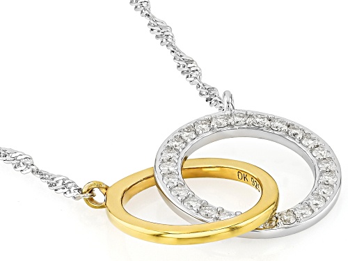 MOISSANITE FIRE® 0.50CTW DEW ROUND PLATINEVE® AND 14K YELLOW GOLD OVER SILVER NECKLACE - Size 18
