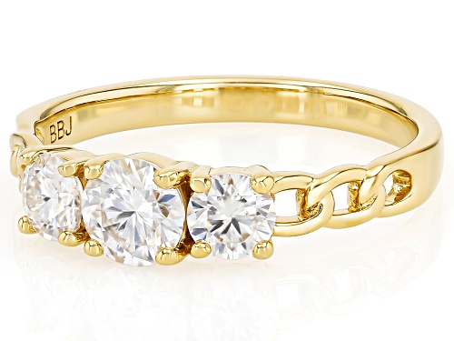 MOISSANITE FIRE® 0.96CTW DEW ROUND BRILLIANT 14K YELLOW GOLD OVER SILVER RING - Size 6