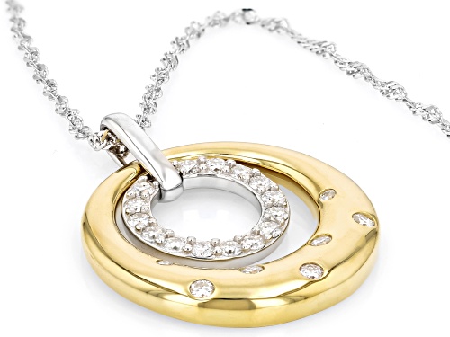 MOISSANITE FIRE® 0.64CTW DEW ROUND 14K YELLOW GOLD OVER SILVER AND PLATINEVE® PENDANT AND CHAIN