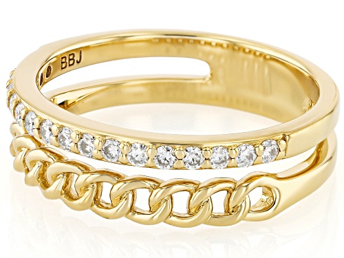 MOISSANITE FIRE® 0.34CTW DEW ROUND 14K YELLOW GOLD OVER SILVER RING - Size 6