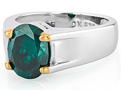 MOISSANITE FIRE® GREEN MOISSANITE 3.00CT DEW OVAL PLATINEVE® RING - Size 5